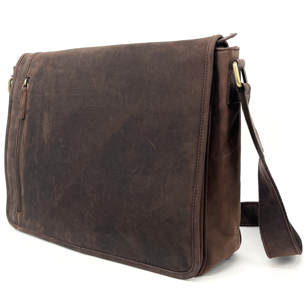 Sacoche homme à bandoulière en cuir used look CAMBRIDGE Chocolat