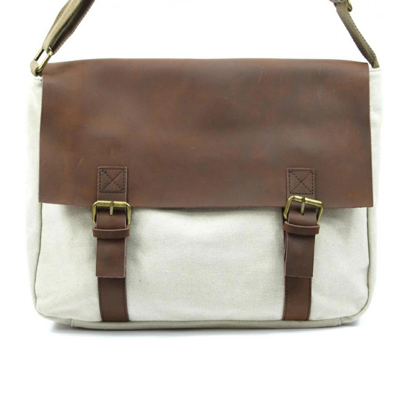 Leather and canvas bag CANCUN Cream beige