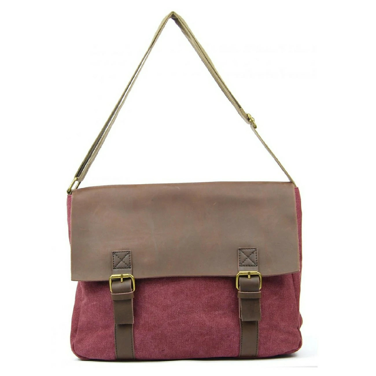 Sacoche cuir et toile CANCUN Bordeaux