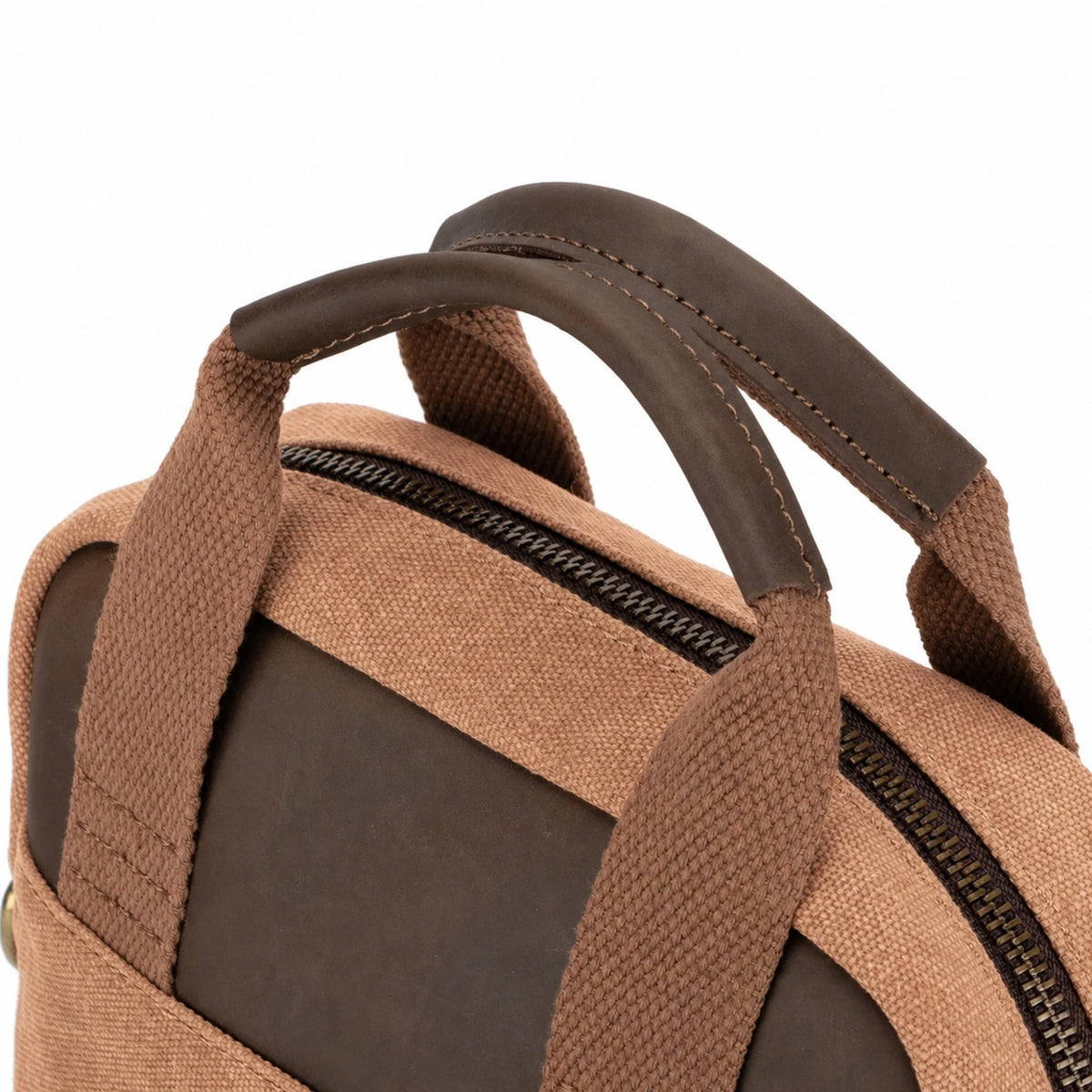 Bolso bandolera de lona y piel VANEAU – Marrón camel oscuro