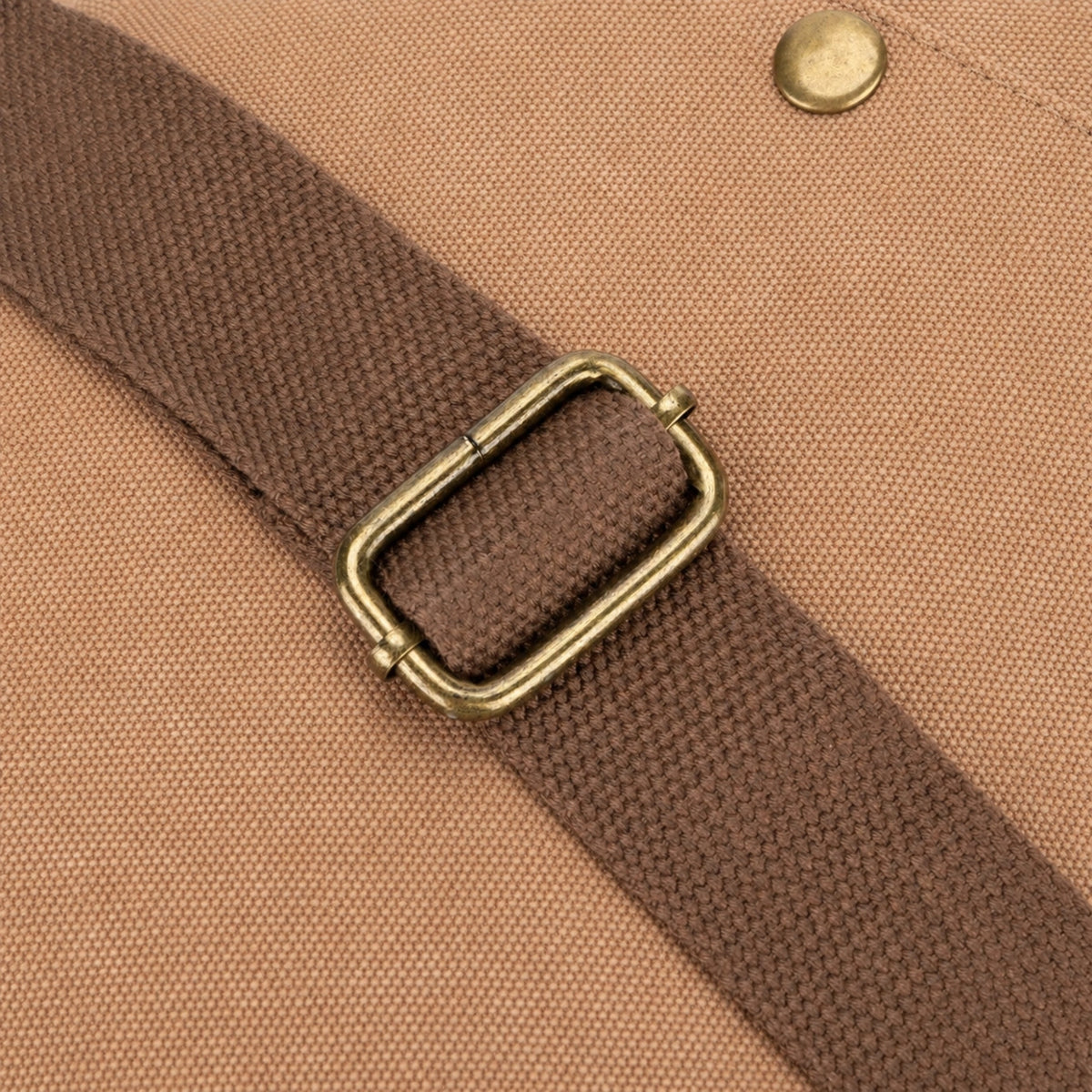 Bolso bandolera de lona y piel VANEAU – Marrón camel oscuro