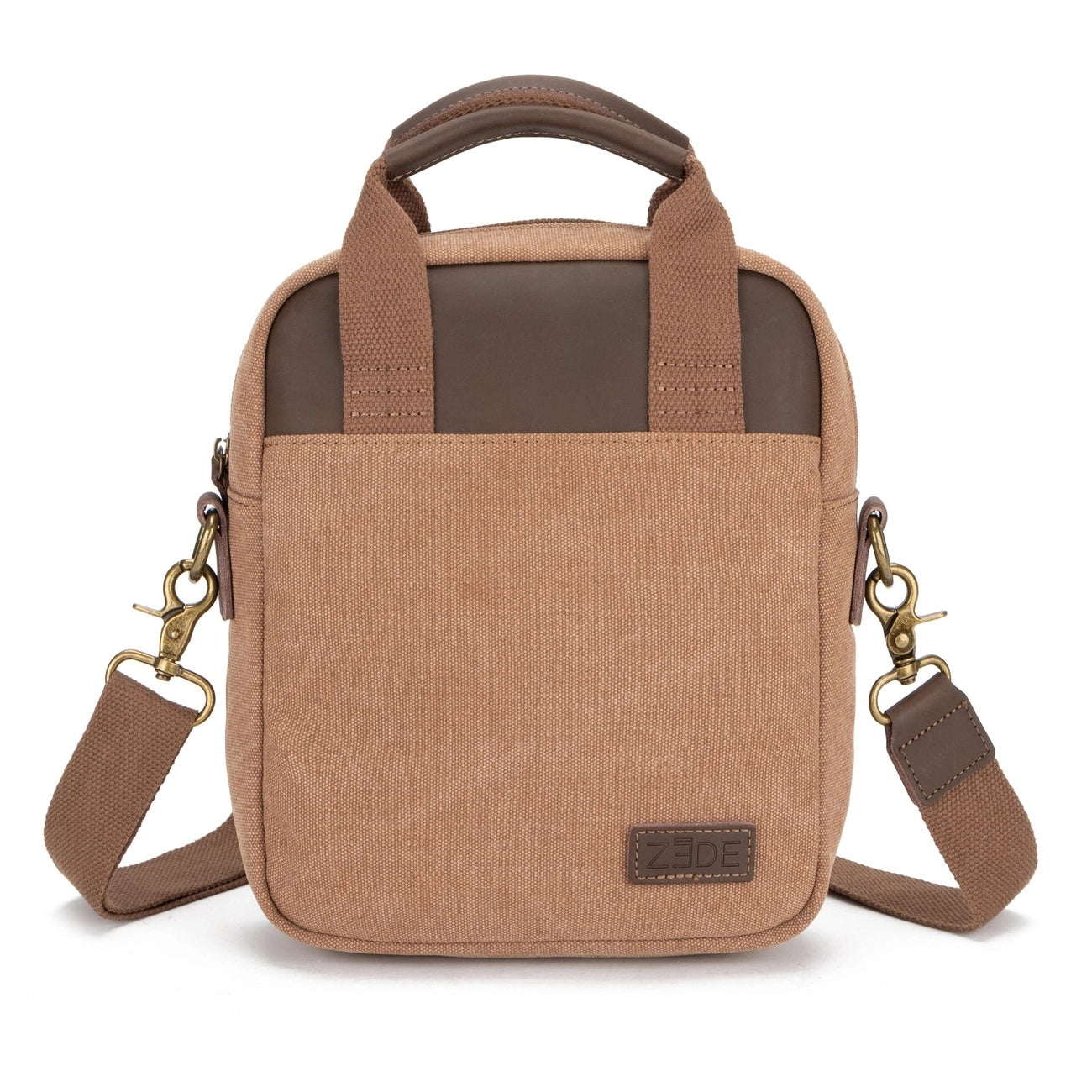 Sacoche en toile et cuir VANEAU Marron camel foncé