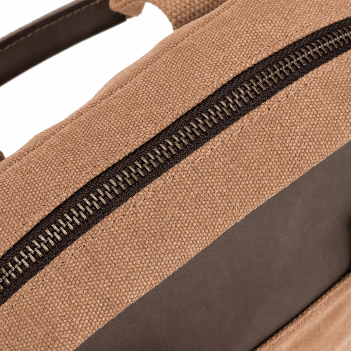 Bolso bandolera de lona y piel VANEAU – Marrón camel oscuro