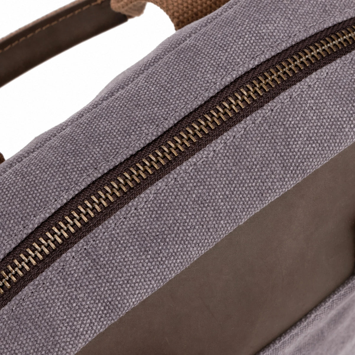 Umhängetasche aus Canvas und Leder VANEAU in Taupegrau