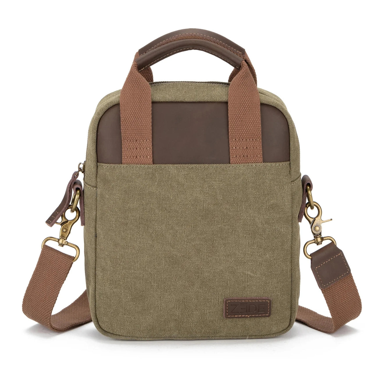 Sacoche en toile et cuir VANEAU Vert olive