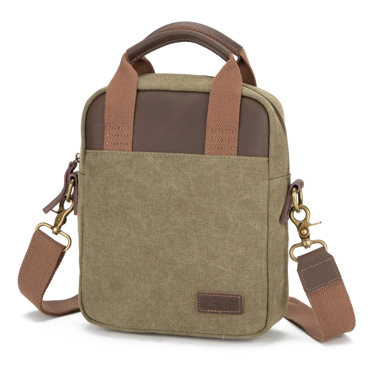 Sacoche en toile et cuir VANEAU Vert olive