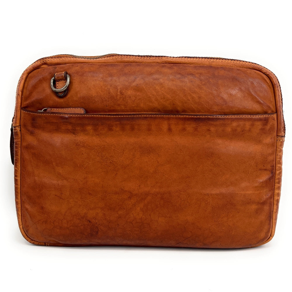 Sacoche ordinateur en cuir vintage OXFORD Cognac