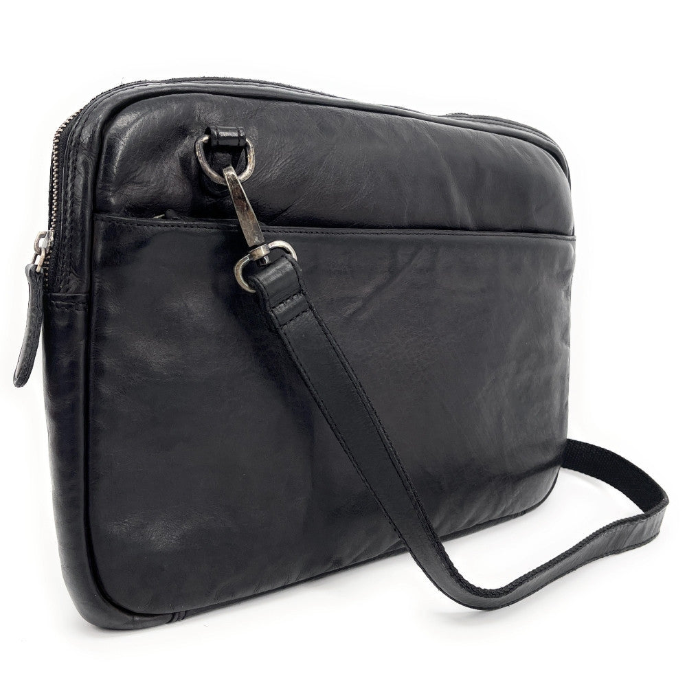 Sacoche ordinateur en cuir vintage OXFORD Noir