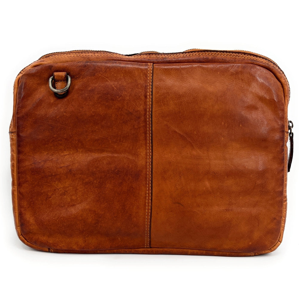 Sacoche ordinateur en cuir vintage OXFORD Cognac
