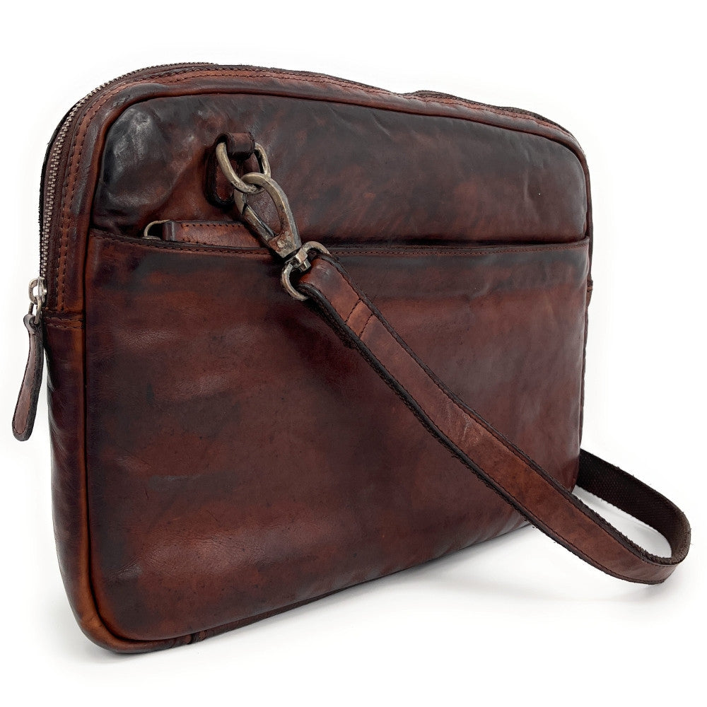 Sacoche ordinateur en cuir vintage OXFORD Chocolat