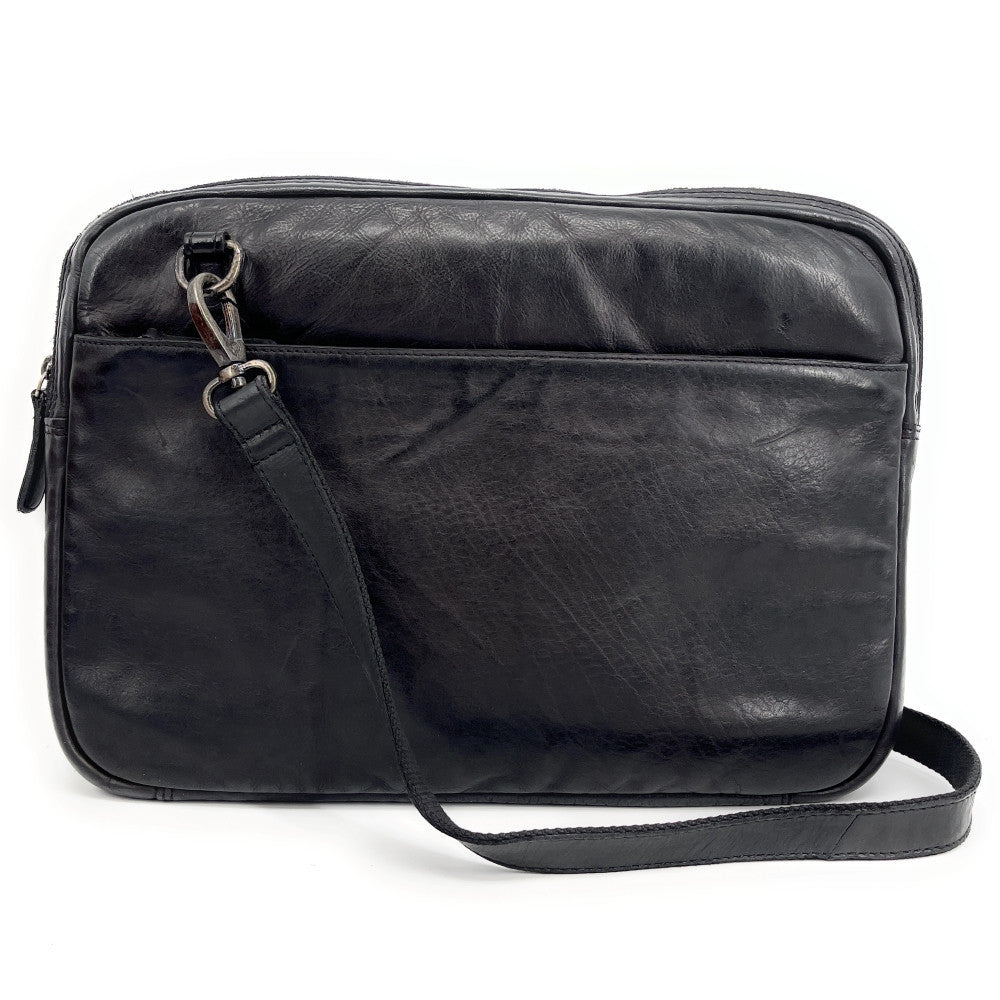 Sacoche ordinateur en cuir vintage OXFORD Noir