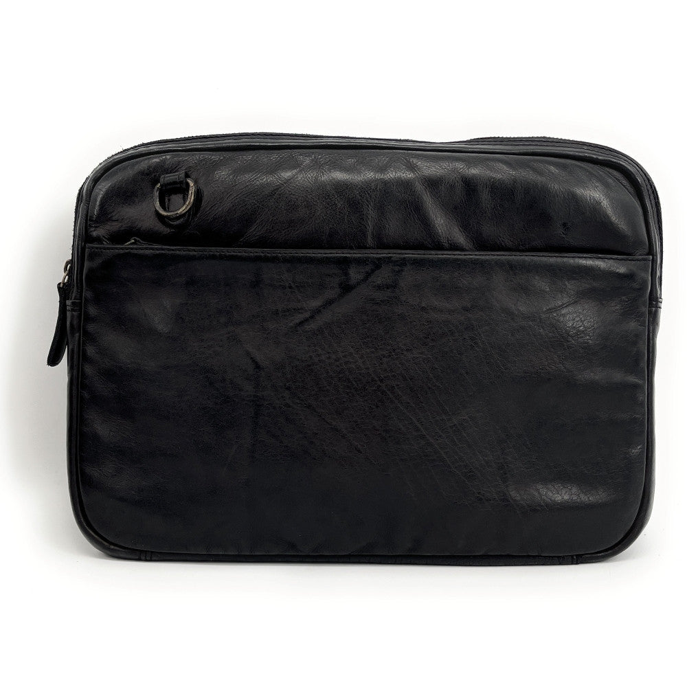 Sacoche ordinateur en cuir vintage OXFORD Noir