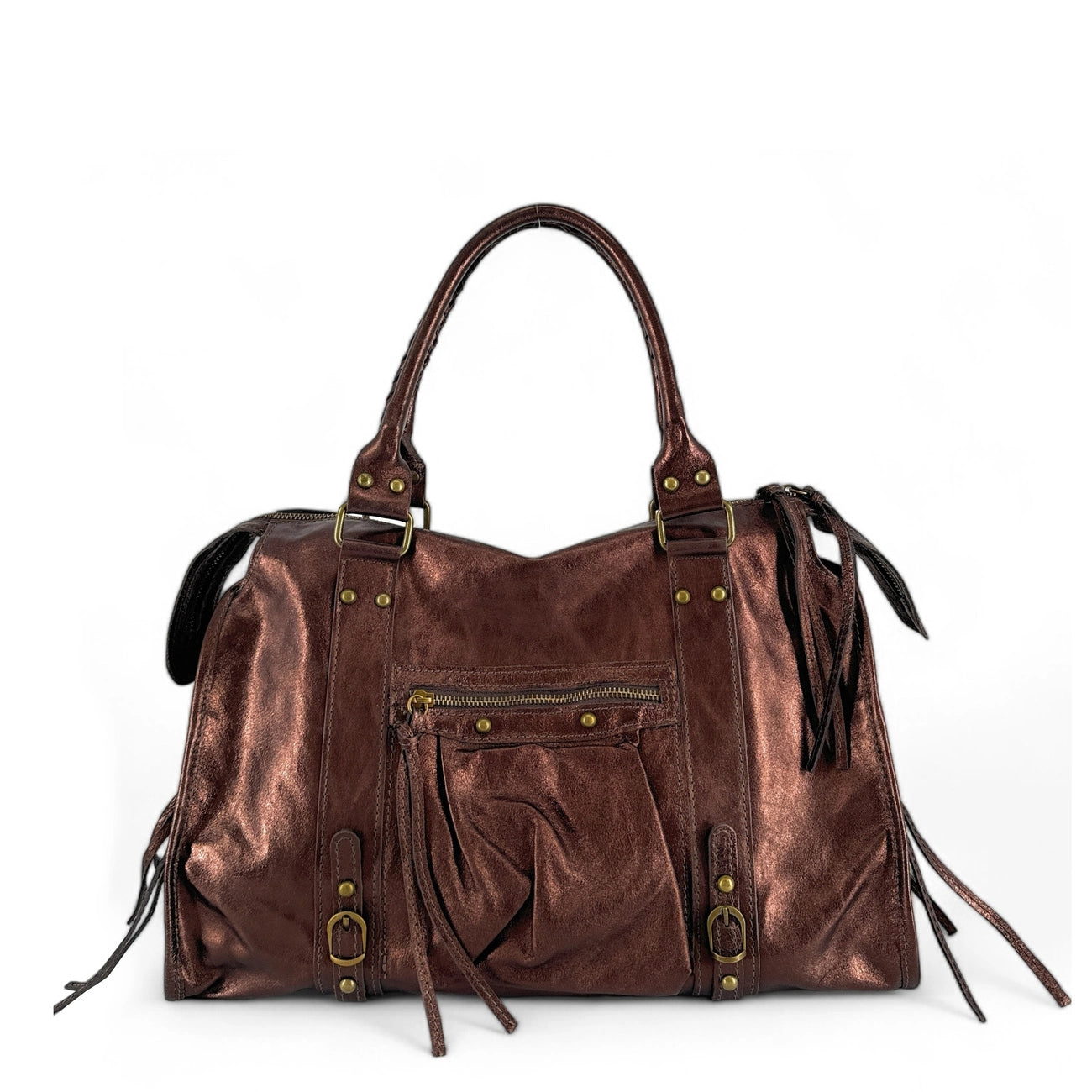 Bolso de piel tornasolada SANDSTORM Chocolate