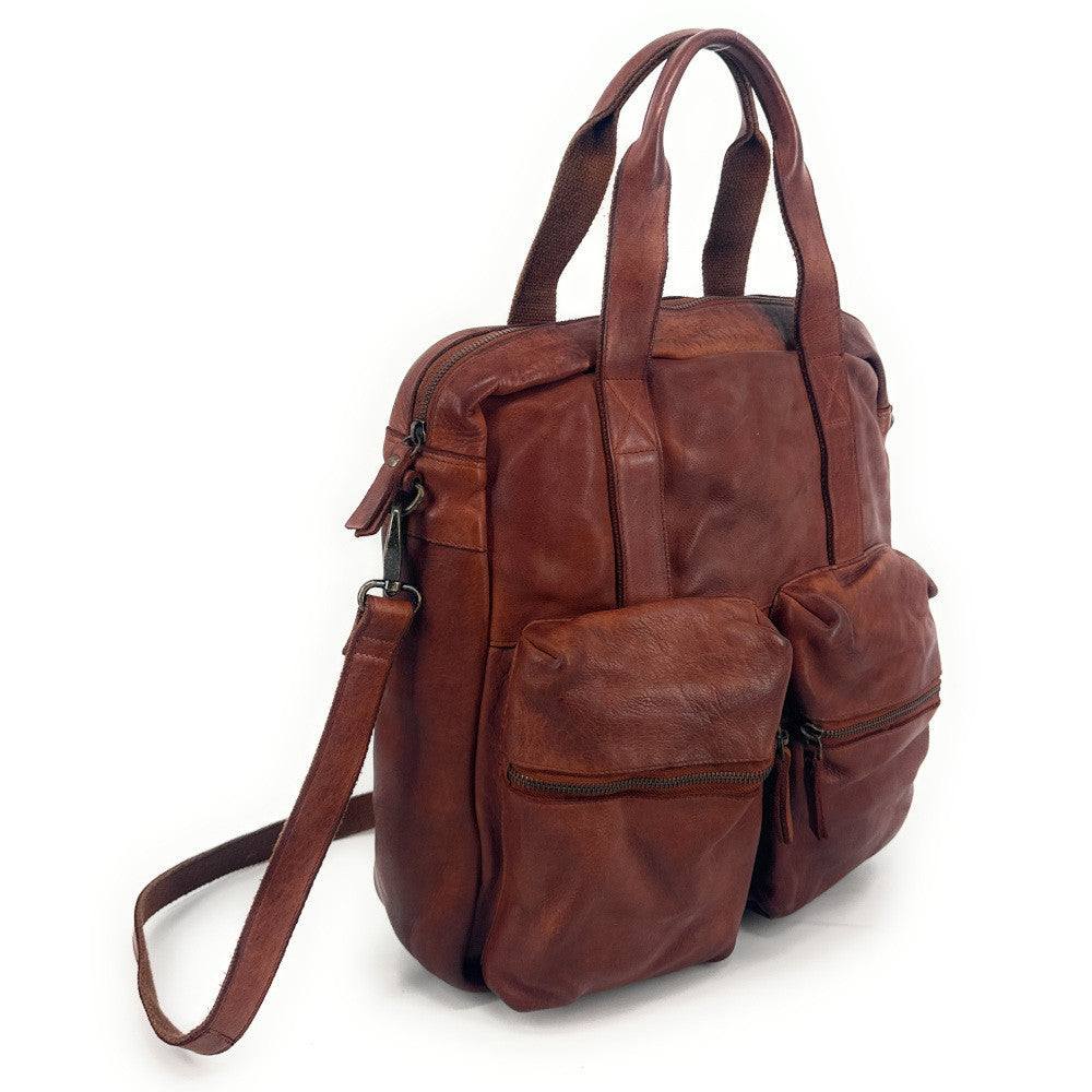 Sacoche en cuir vintage SKYWALKER Camel foncé