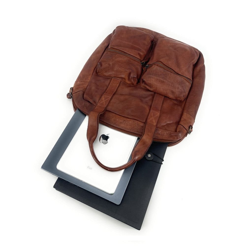 Sacoche en cuir vintage SKYWALKER Camel foncé