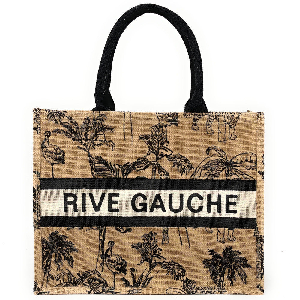 Sac cabas tote book en jute imprimée LE TOTE multicolore 3
