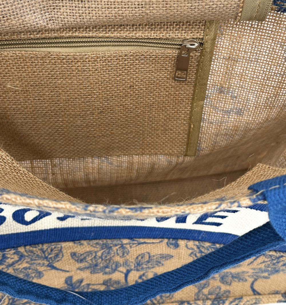 Sac cabas tote book en jute imprimée LE TOTE multicolore 1