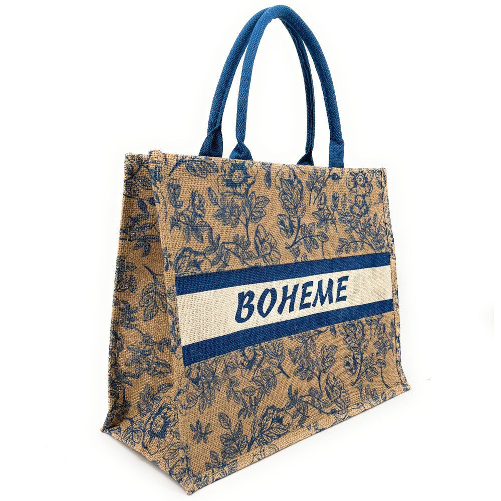Sac cabas tote book en jute imprimée LE TOTE multicolore 1