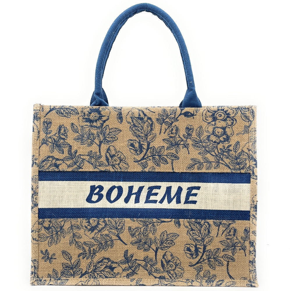 Sac cabas tote book en jute imprimée LE TOTE multicolore 1