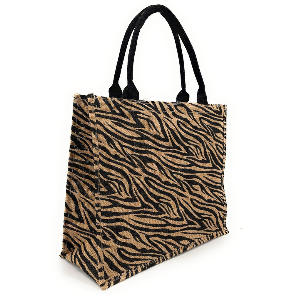 Sac cabas tote book en jute imprimée LE TOTE multicolore 4