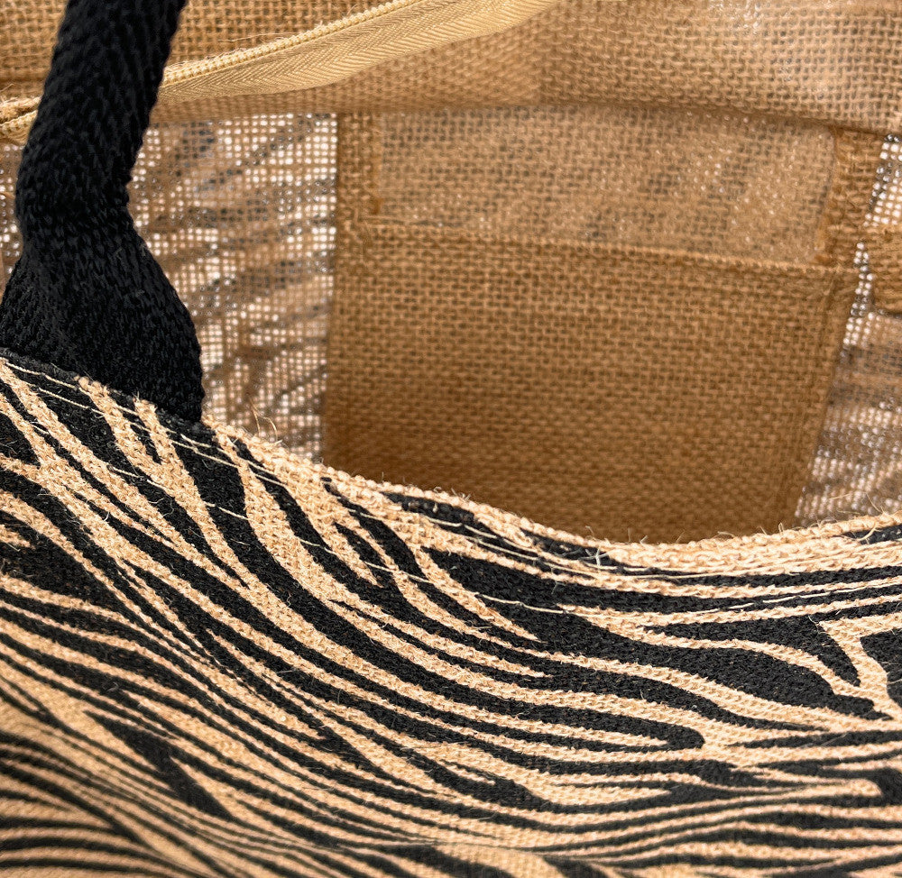 Sac cabas tote book en jute imprimée LE TOTE multicolore 4