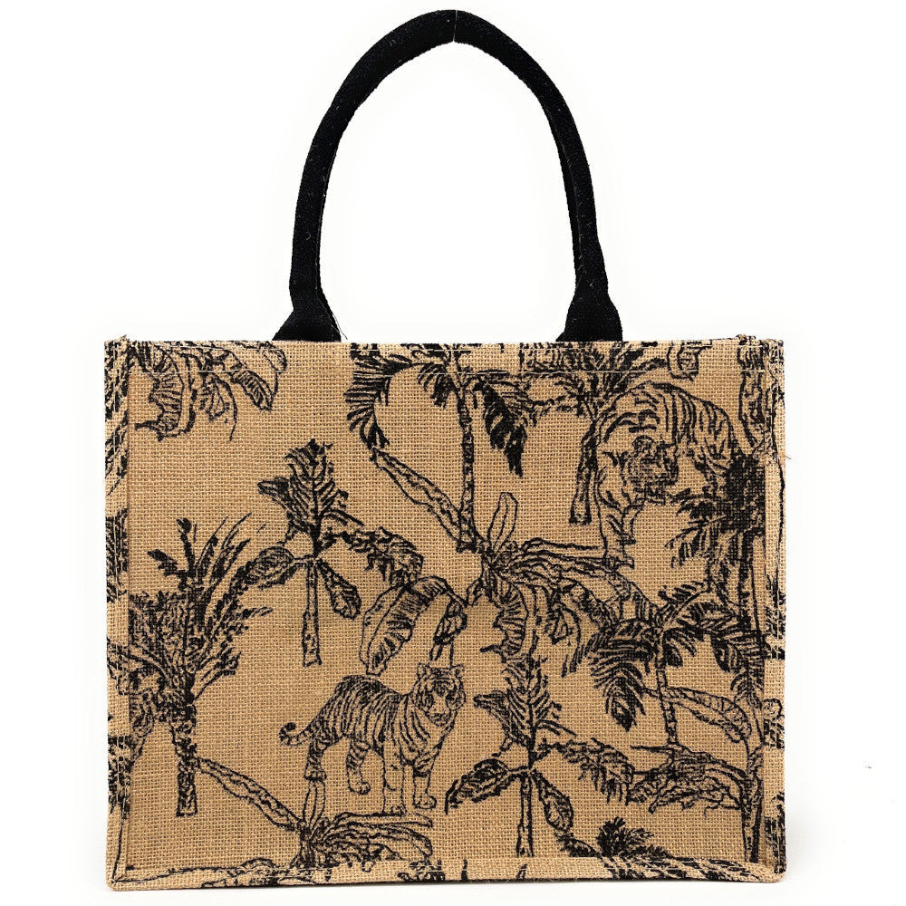 Sac cabas tote book en jute imprimée LE TOTE multicolore 3