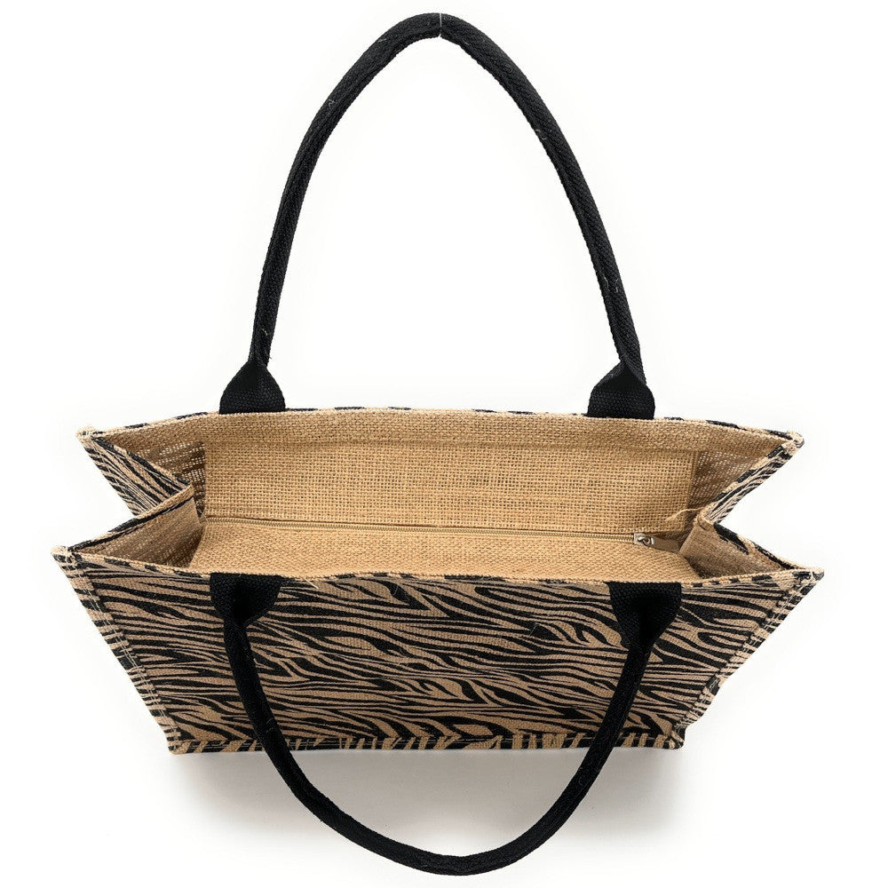 Sac cabas tote book en jute imprimée LE TOTE multicolore 4