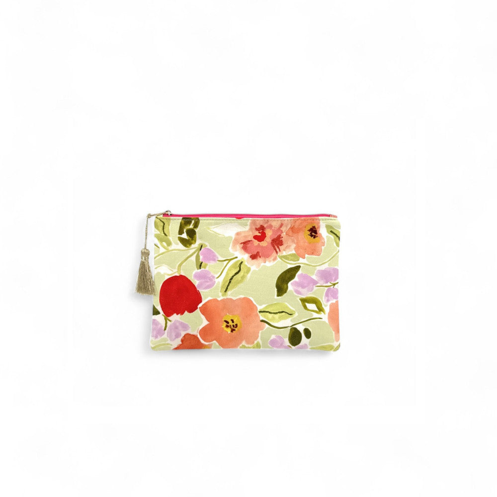 Trousse en coton imprimé fleurs BLOSSOM Rose fuchsia