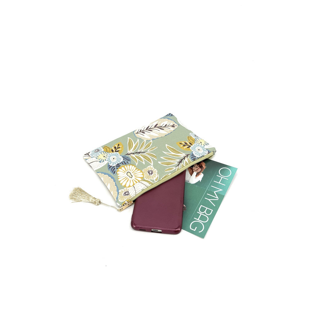 Trousse en coton imprimé fleurs BLOSSOM Vert amande