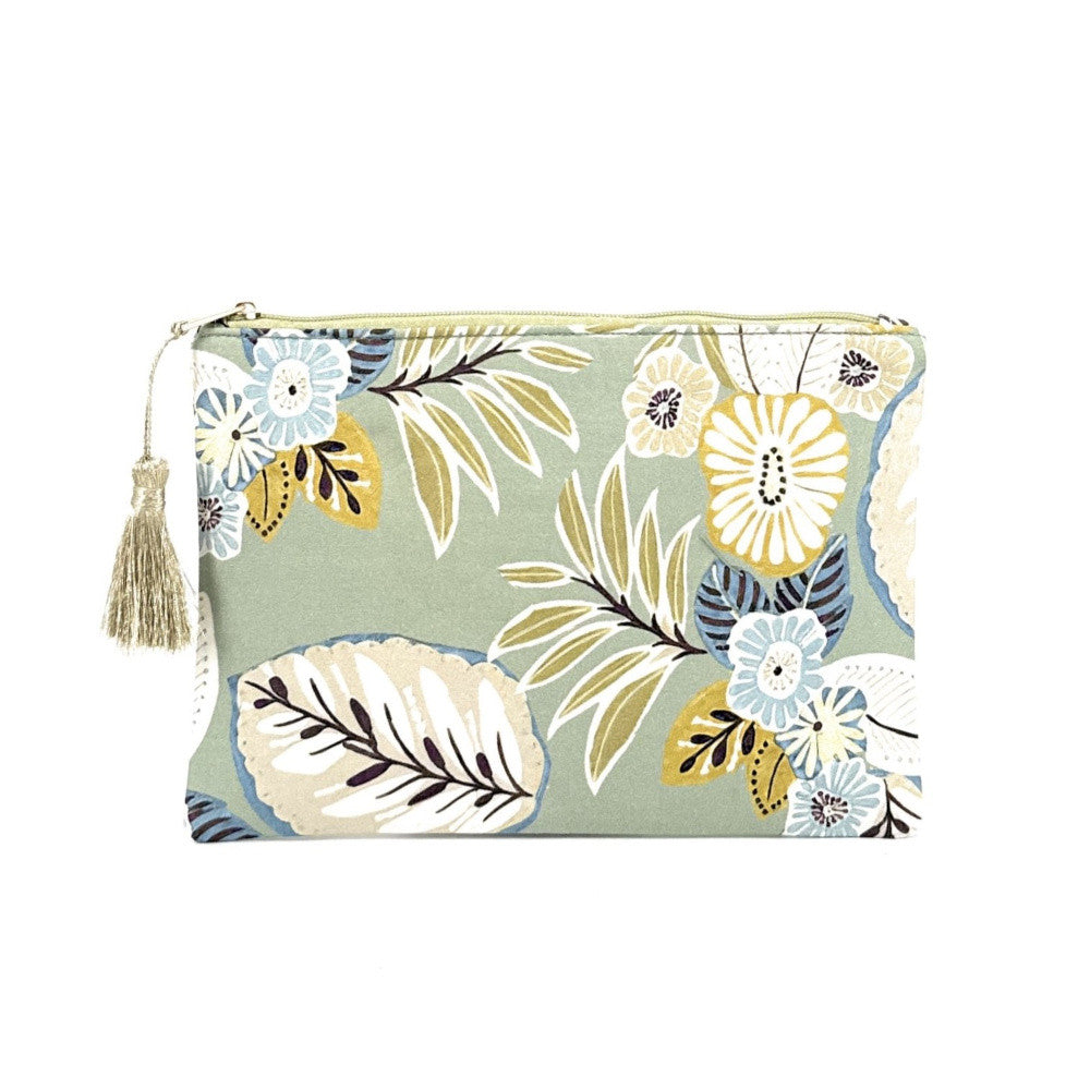 Trousse en coton imprimé fleurs BLOSSOM Vert amande