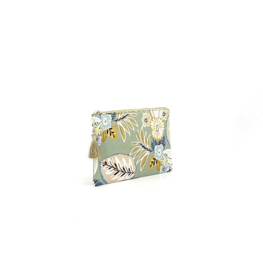 Trousse en coton imprimé fleurs BLOSSOM Vert amande