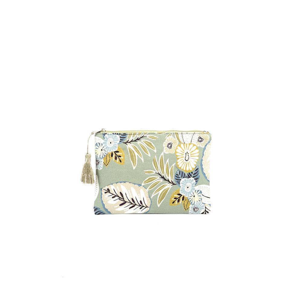 Trousse en coton imprimé fleurs BLOSSOM Vert amande