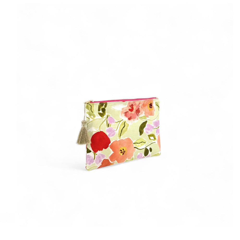 Trousse en coton imprimé fleurs BLOSSOM Rose fuchsia