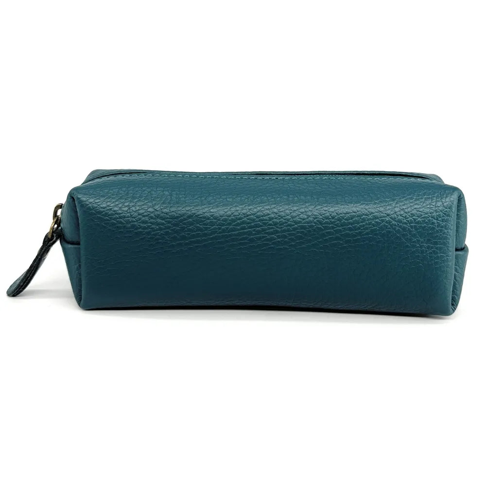 Trousse en cuir grainé TICTOC Bleu vert canard