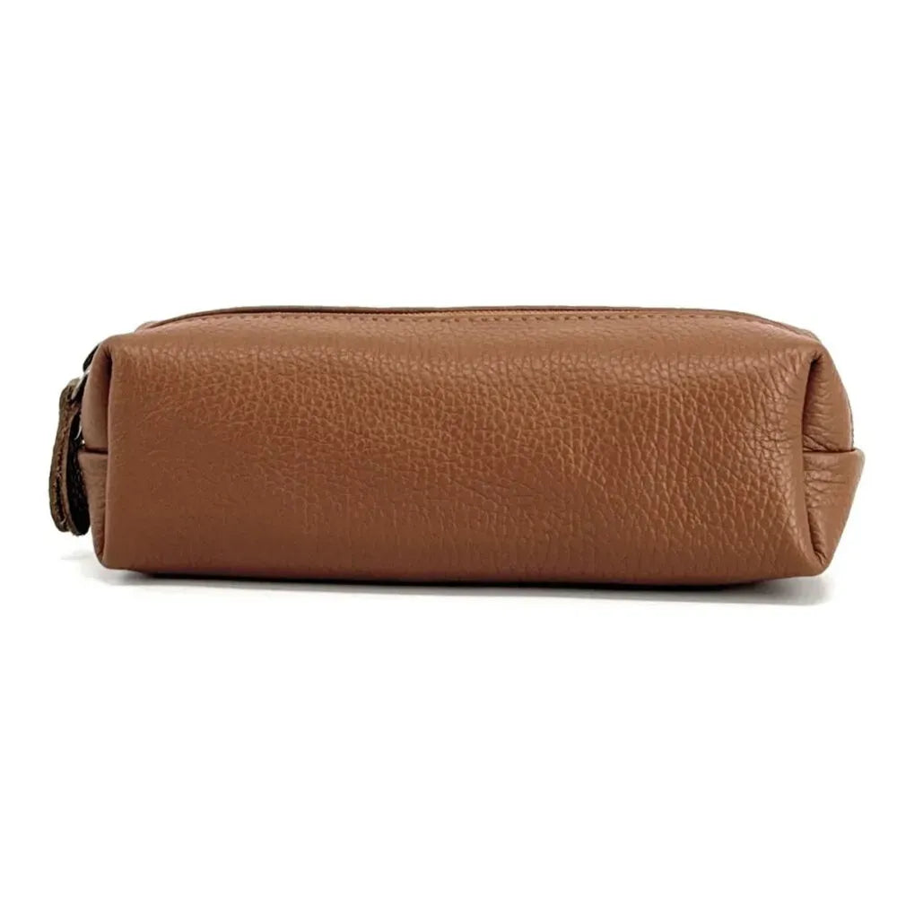 Trousse en cuir grainé TICTOC Camel foncé