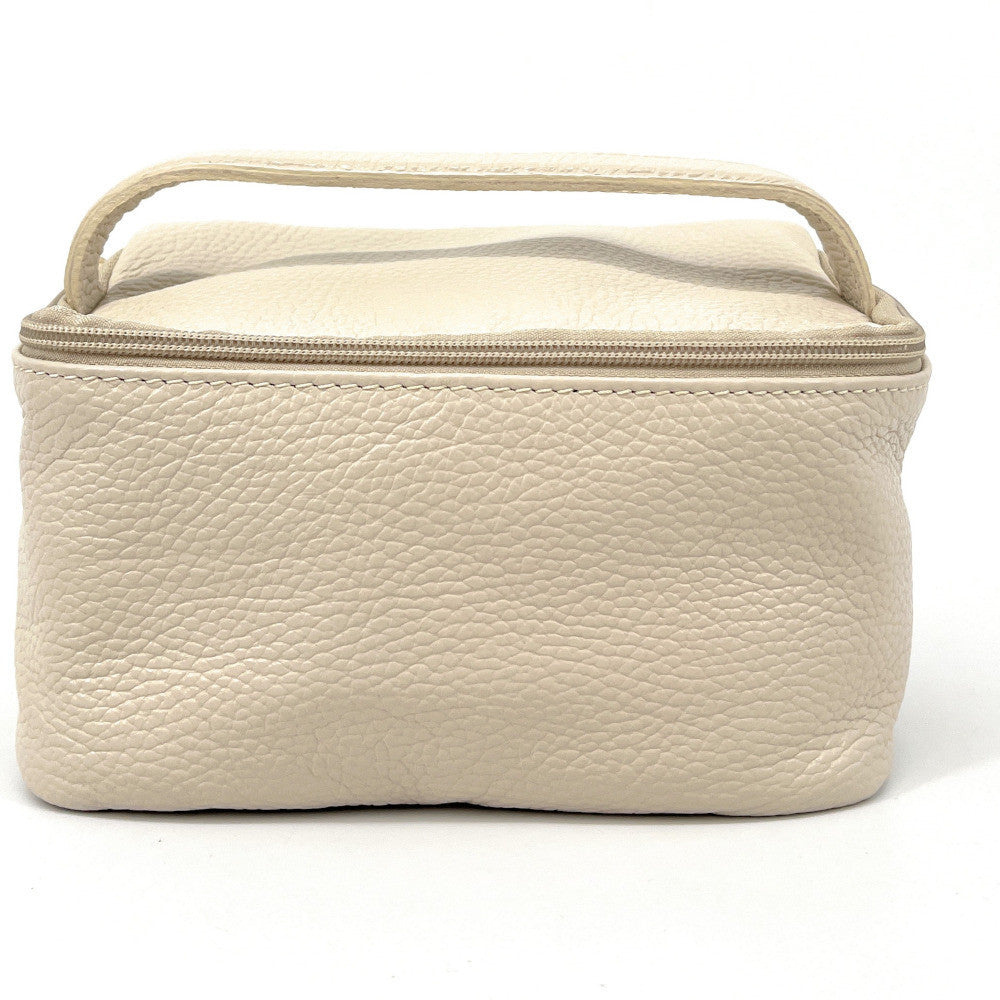 Trousse en cuir grainé VANITY Beige crème