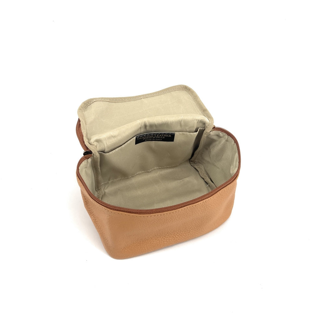 Trousse en cuir grainé VANITY Camel