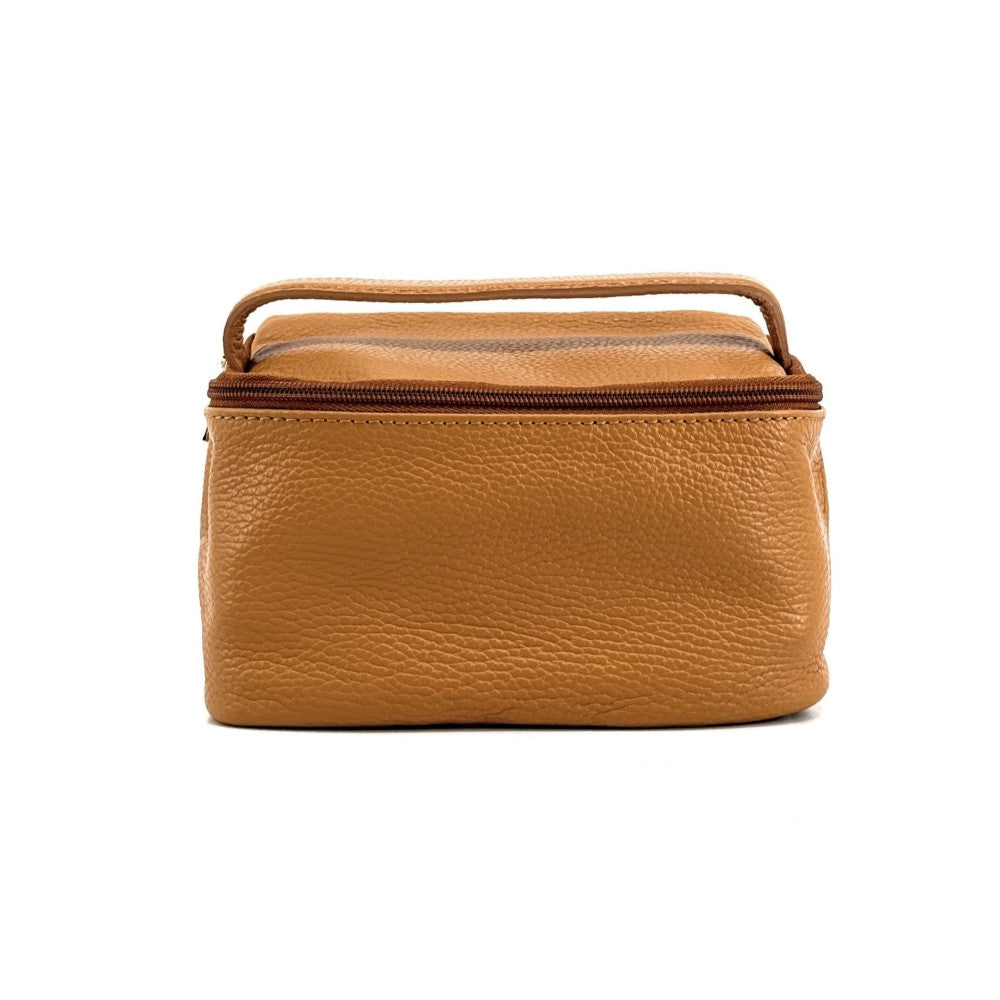 Trousse en cuir grainé VANITY Camel