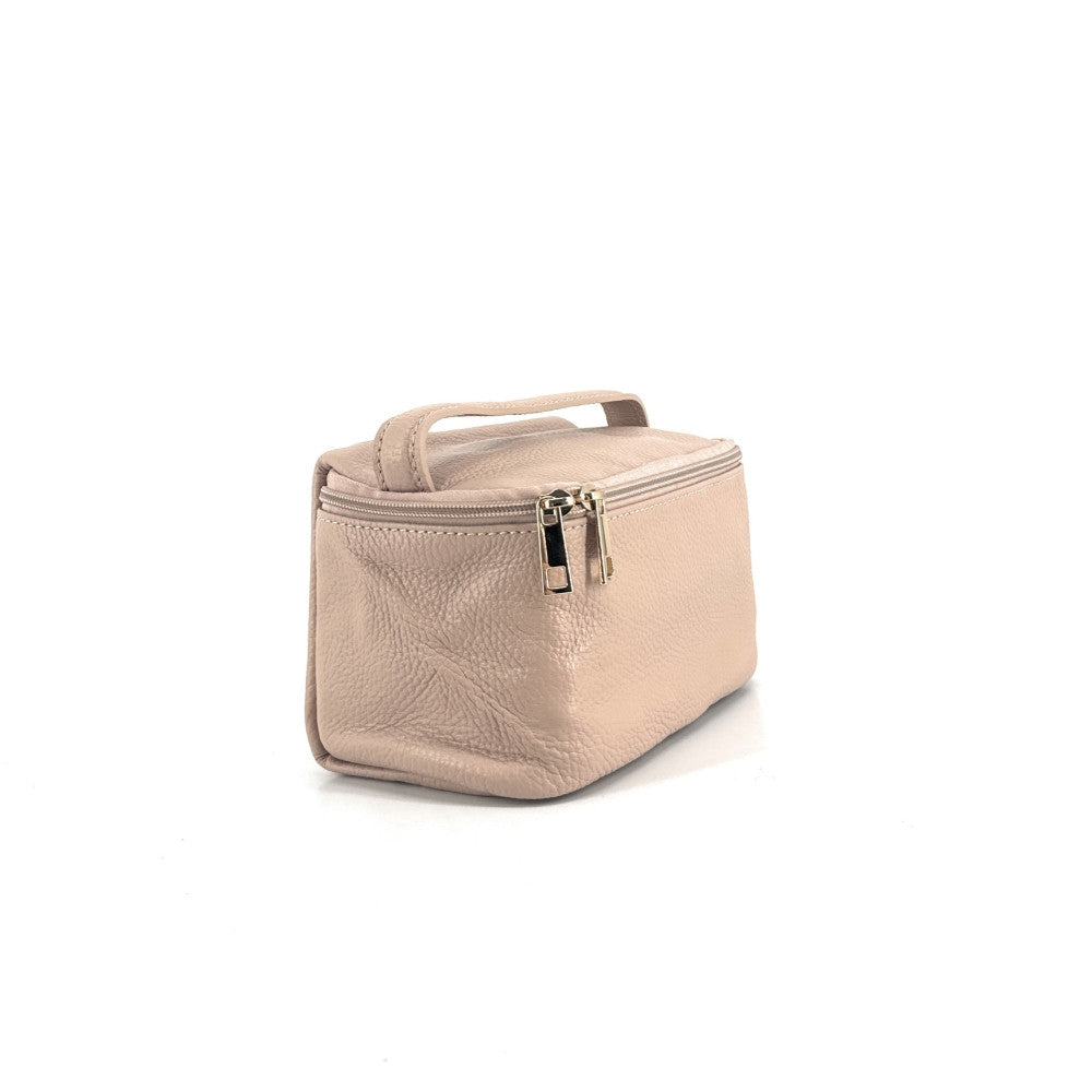 Trousse en cuir grainé VANITY Rose nude