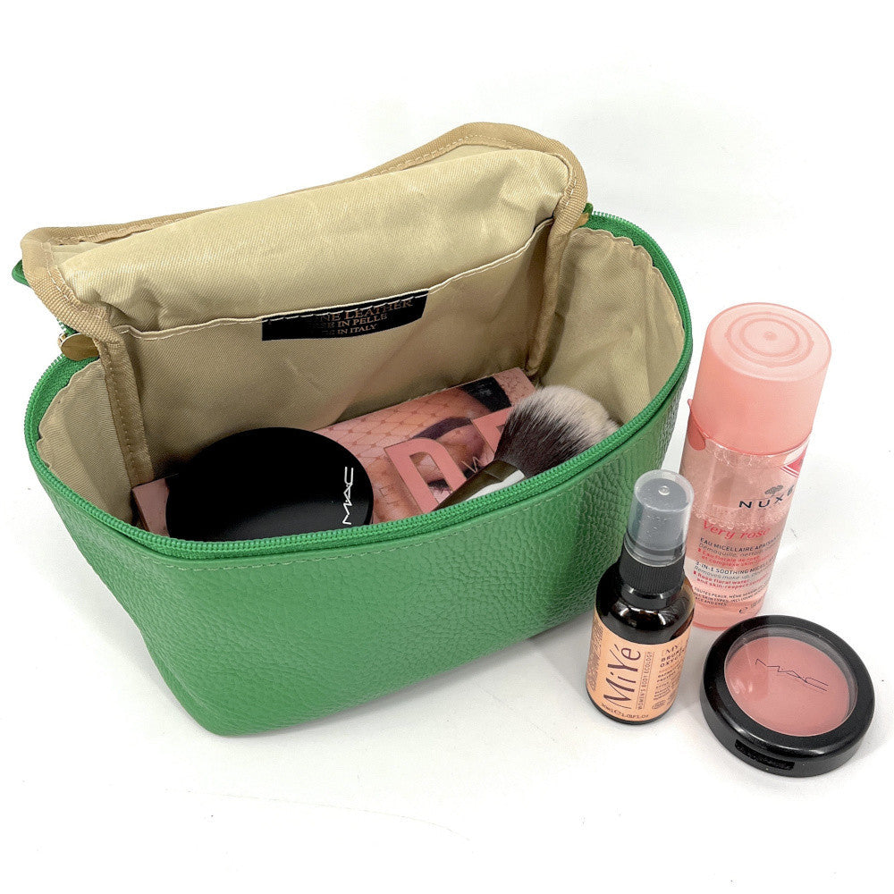 Trousse en cuir grainé VANITY Vert anglais
