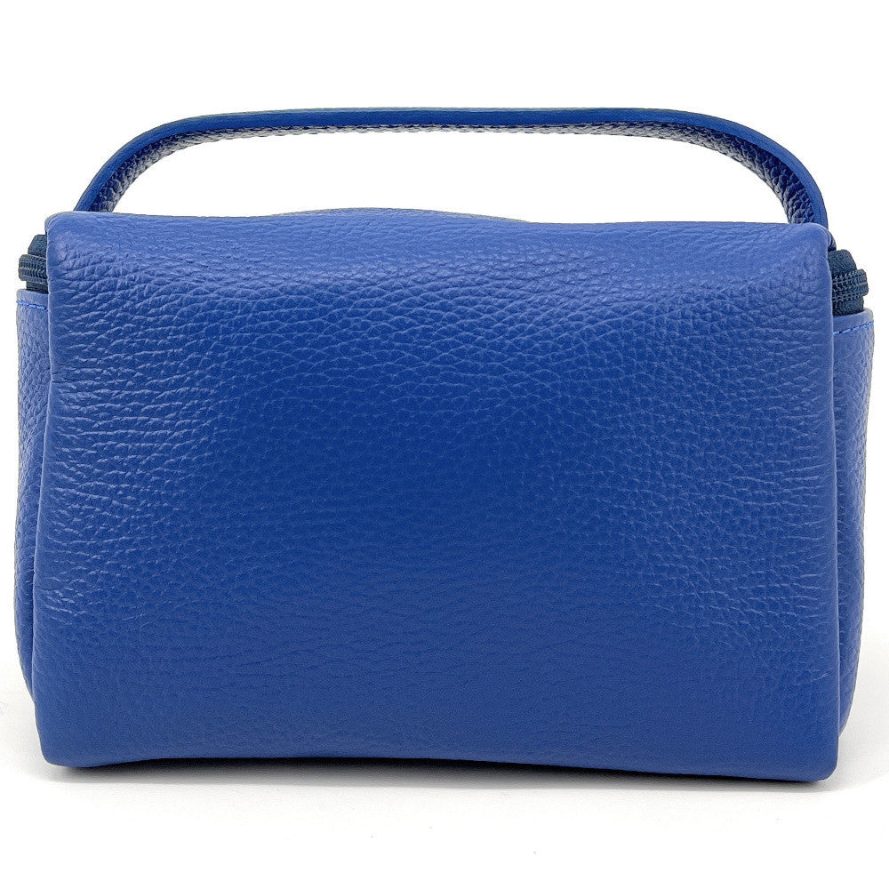 Trousse en cuir grainé VANITY Bleu roi
