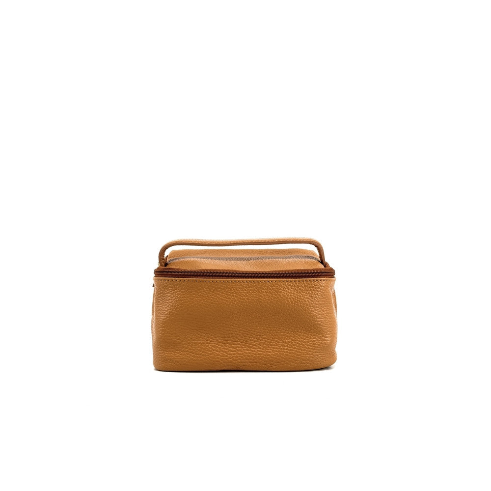 Trousse en cuir grainé VANITY Camel