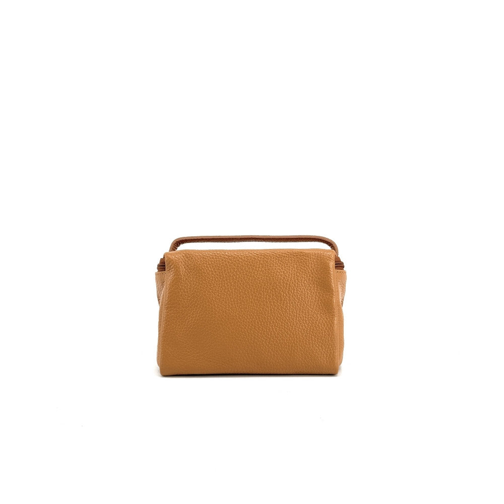 Trousse en cuir grainé VANITY Camel