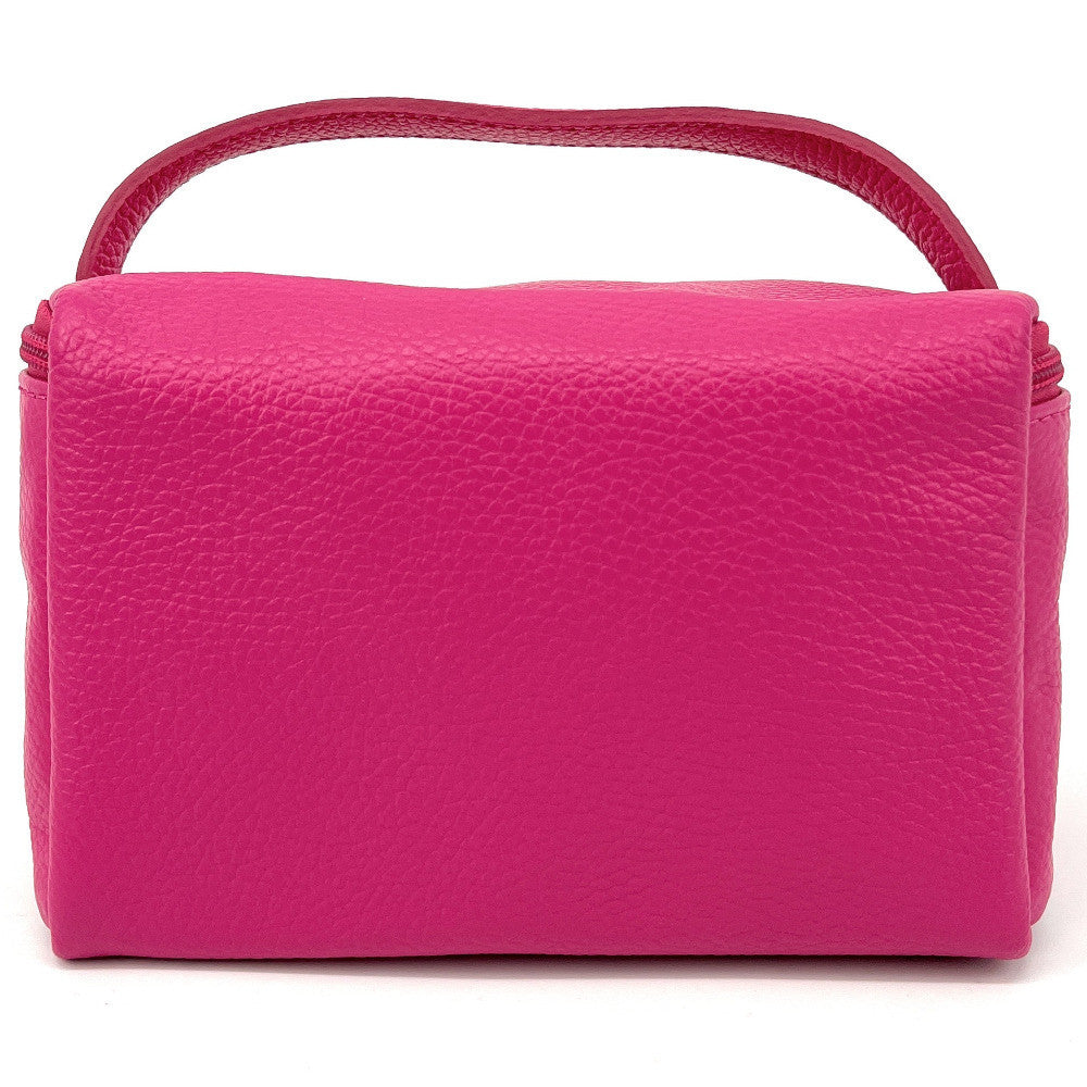 Trousse en cuir grainé VANITY Rose fuchsia