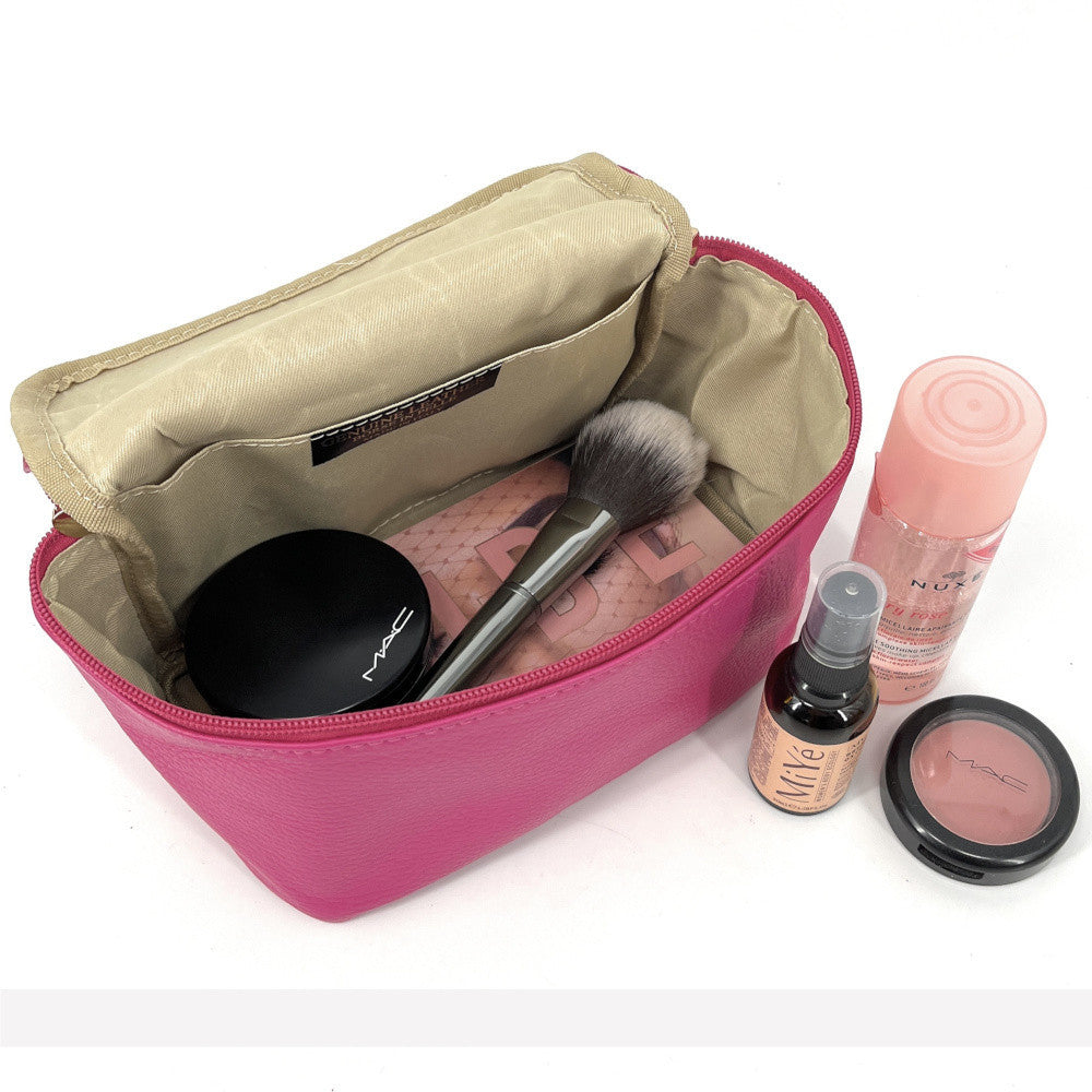 Trousse en cuir grainé VANITY Rose fuchsia