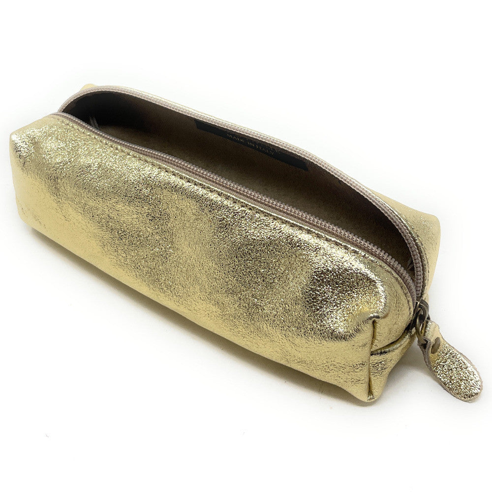 Trousse en cuir irisé TICTOC GLOW Or pâle