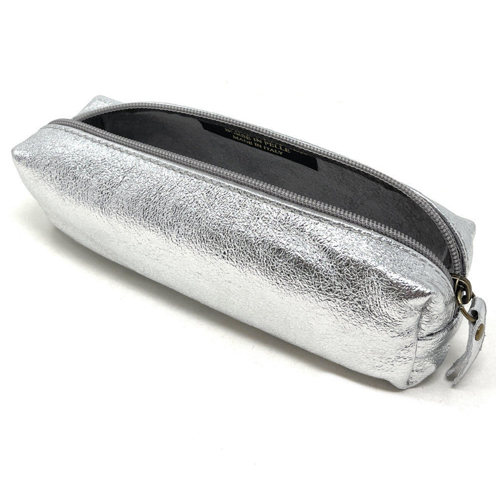 Trousse en cuir irisé TICTOC GLOW Argent clair