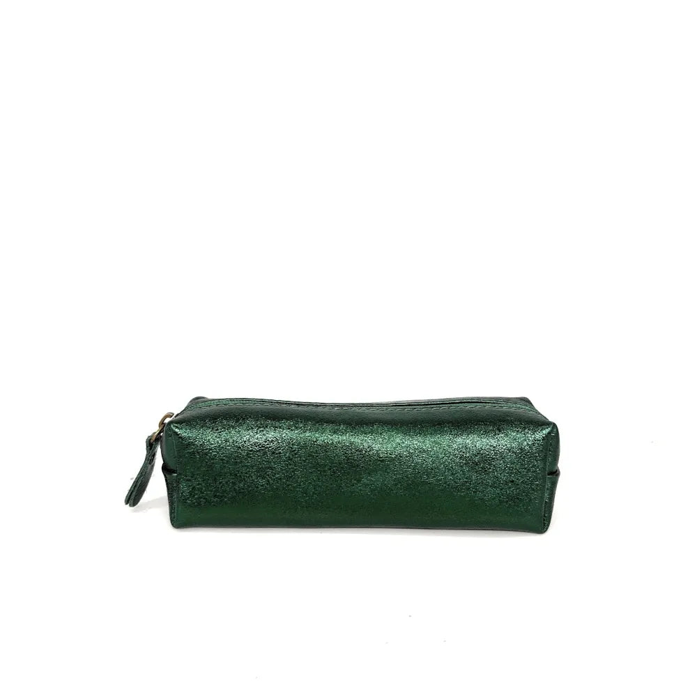 Trousse en cuir irisé TICTOC GLOW Vert forêt irisé