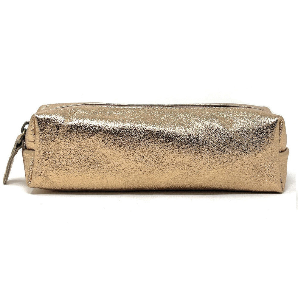 Trousse en cuir irisé TICTOC GLOW Champagne irisé