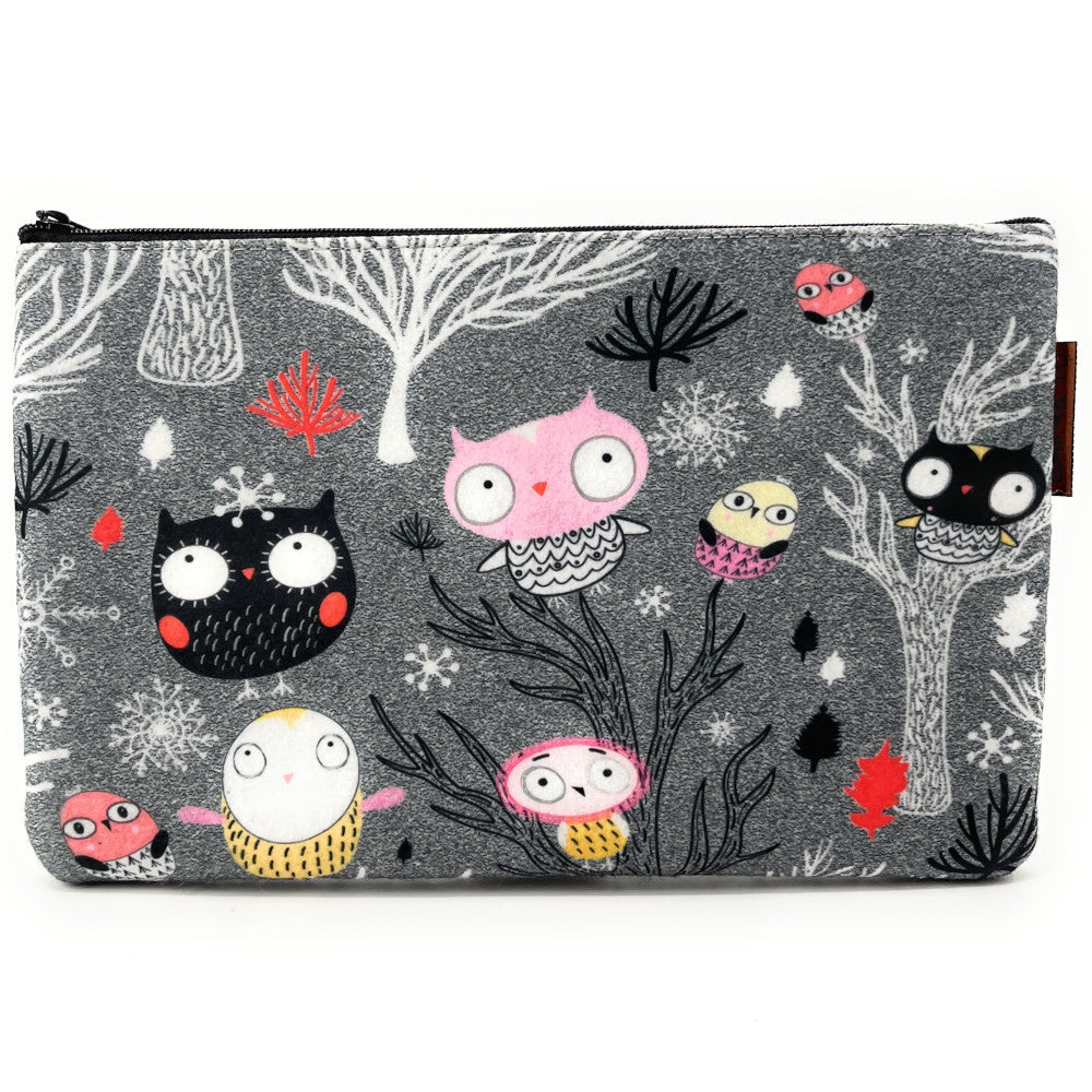 Trousse en feutrine écologique imprimée BUBO Gris clair